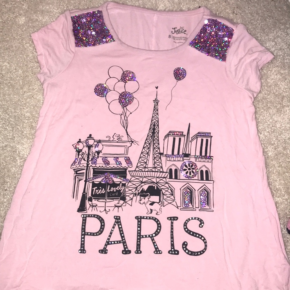 Paris girls baby pink tee